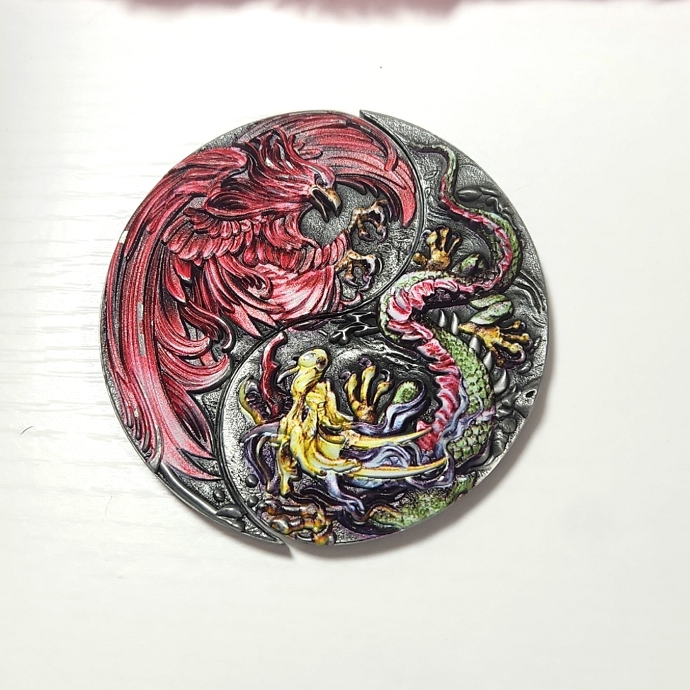 Dragon & Phoenix Yin Yang Set 7.4 Oz Antique Finish